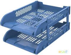 Лоток горизонтальный Deli E9212 BLUE сборный для бумаг 325x241x155мм синий пластик (упак.:2шт) пластиковый пакет