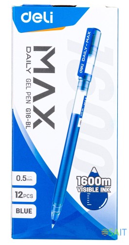 Ручка гелев. Deli Daily Max EG16-BL синий/прозрачный d=0.5мм син. черн.