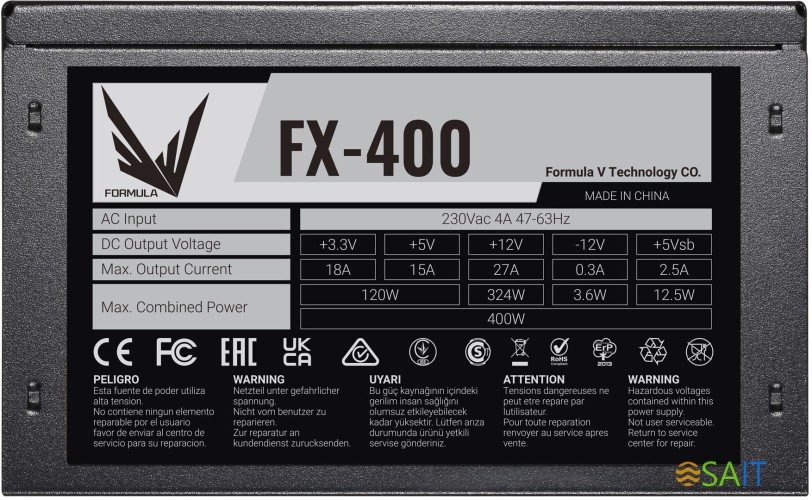 Блок питания Formula ATX 400W FX-400 (20+4pin) 120mm fan 3xSATA RTL