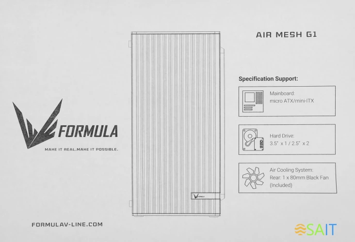 Корпус Formula Air Mesh G1 белый без БП mATX 1x80mm 2xUSB2.0 audio