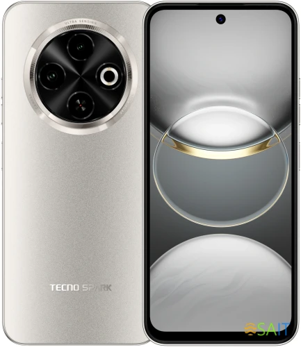 Смартфон Tecno Spark 30C 128Gb 6Gb золотой моноблок 3G 4G 2Sim 6.67" 720x1600 Android 14 48Mpix 802.11 a/b/g/n/ac NFC GPS GSM900/1800 Protect FM microSD max1024Gb