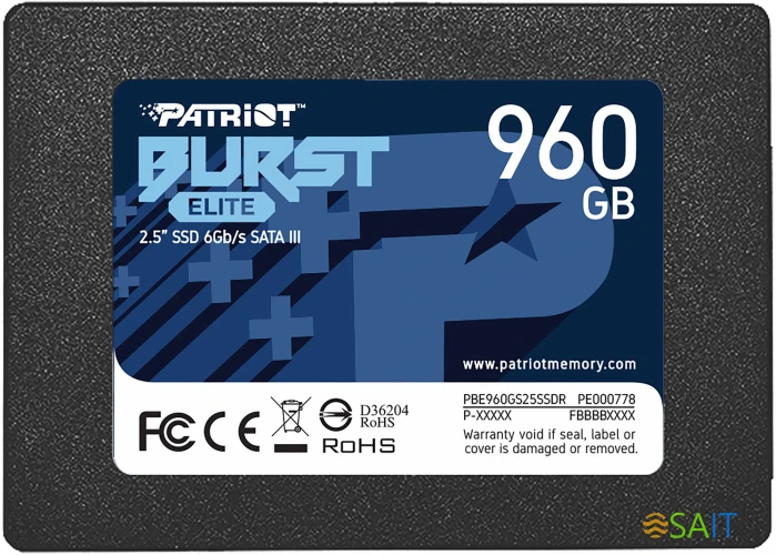 Накопитель SSD Patriot SATA-III 960GB PBE960GS25SSDR Burst Elite 2.5"