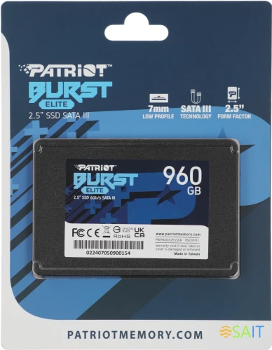 Накопитель SSD Patriot SATA-III 960GB PBE960GS25SSDR Burst Elite 2.5"