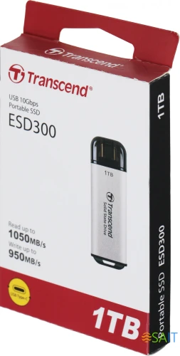 Накопитель SSD Transcend USB-C 1TB TS1TESD300S ESD300 серебристый
