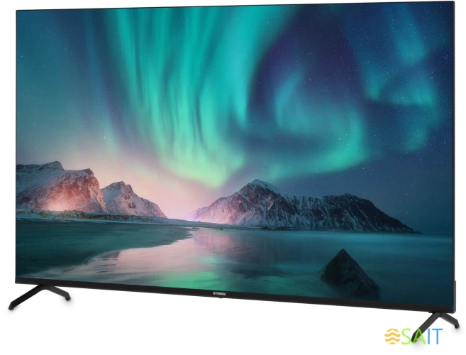 Телевизор LED Hyundai 55" H-LED55BU7006 Android TV Frameless Metal черный 4K Ultra HD 60Hz DVB-T DVB-T2 DVB-C DVB-S DVB-S2 USB WiFi Smart TV