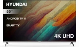 Телевизор LED Hyundai 55" H-LED55BU7006 Android TV Frameless Metal черный 4K Ultra HD 60Hz DVB-T DVB-T2 DVB-C DVB-S DVB-S2 USB WiFi Smart TV