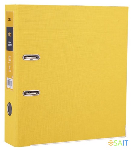 Папка-регистратор Deli EB20150 A4 75мм полипропилен/бумага желтый разборная смен.карм. на кор.