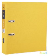 Папка-регистратор Deli EB20150 A4 75мм полипропилен/бумага желтый разборная смен.карм. на кор.