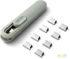 Клиппер-пистолет Deli NS085-B зажимы 16мм 8шт зеленый пластик