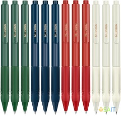 Набор ручек гелев. автоматическая Deli Nusign (NS646-P) ассорти черн. черн. кор.карт. (12шт) линия 0.5мм резин. манжета