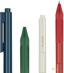 Набор ручек гелев. автоматическая Deli Nusign (NS646-P) ассорти черн. черн. кор.карт. (12шт) линия 0.5мм резин. манжета