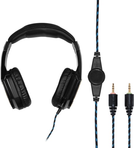 Наушники с микрофоном Оклик HS-L310G Guardian черный/золотистый 2.2м мониторные оголовье (359483)