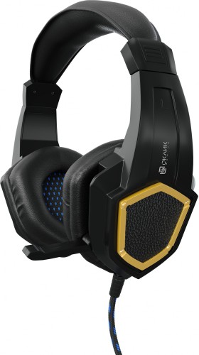 Наушники с микрофоном Оклик HS-L310G Guardian черный/золотистый 2.2м мониторные оголовье (359483)
