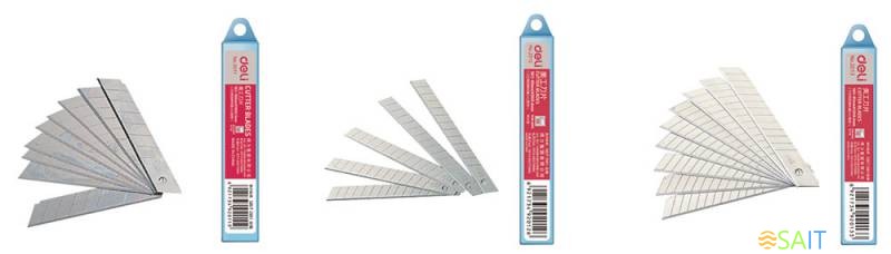 Лезвия для канцелярского ножа Deli E2012 шир.лез.9мм сталь (упак.:10шт) пласт.кор.