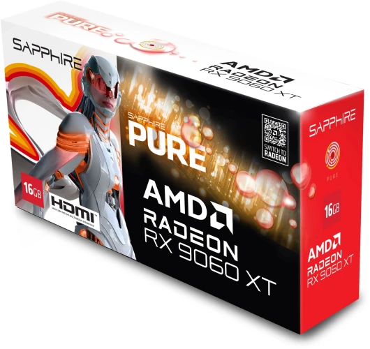 Видеокарта Sapphire PCI-E 5.0 11350-02-20G PURE AMD RADEON RX 9060 XT GAMING OC 16GB DUAL AMD Radeon RX 9060XT 16Gb 128bit GDDR6 2700/20000 HDMIx2 DPx1 HDCP Ret