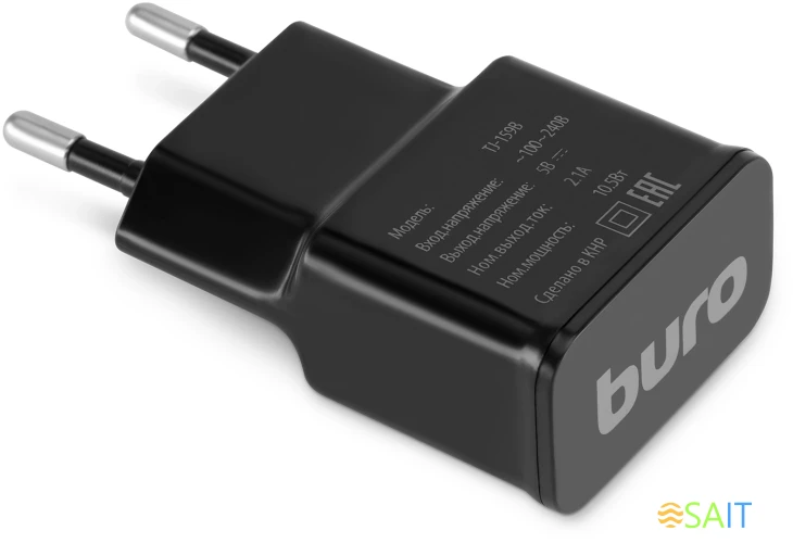 Сетевое зар./устр. Buro TJ-159b 10.5W 2.1A USB-A универсальное черный