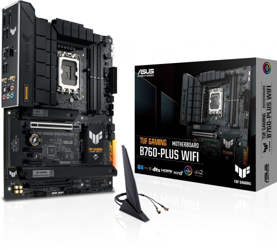 Материнская плата Asus TUF GAMING B760-PLUS WIFI Soc-1700 Intel B760 4xDDR5 ATX AC`97 8ch(7.1) 2.5Gg RAID+HDMI+DP