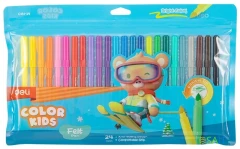 Фломастеры Deli EC161-24 Color Kids круг. конический пиш. наконечник Вентилируемый 24цв. пакет с европодвесом