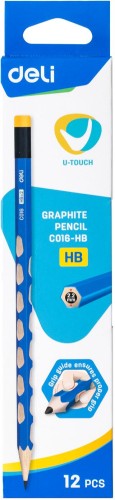 Карандаш ч/г Deli EC016-HB U-Touch HB шестигран. синий (12шт) ластик