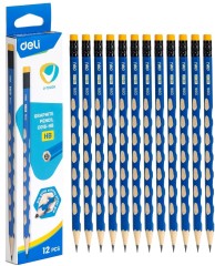 Карандаш ч/г Deli EC016-HB U-Touch HB шестигран. синий (12шт) ластик