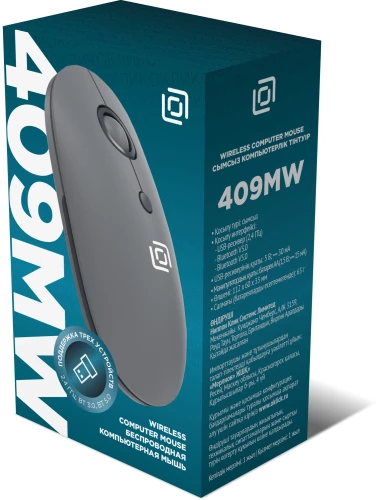 Мышь Оклик 409MW графитовый оптическая 1600dpi silent беспров. BT/Radio USB для ноутбука 4but (2007545)