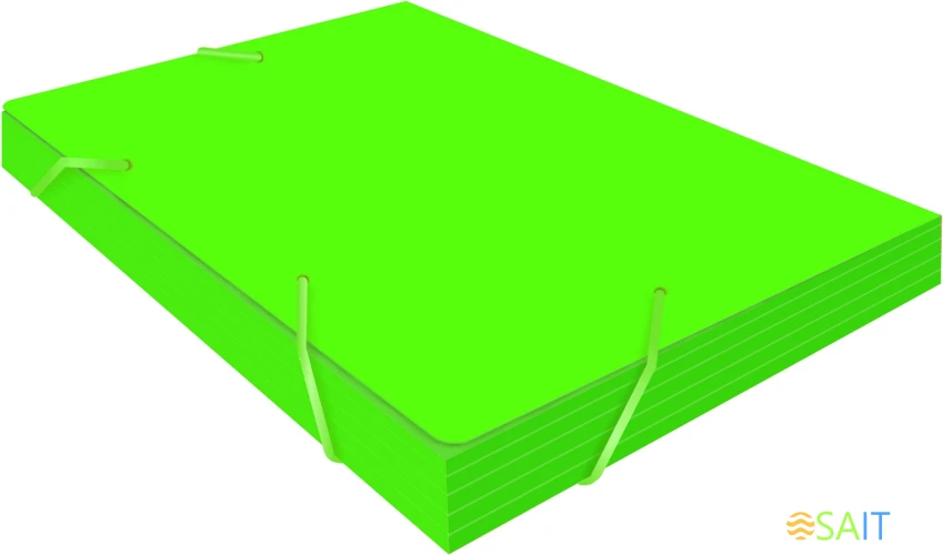 Папка на резинке Бюрократ Double Neon DNE510LETT A4 пластик кор.30мм 0.5мм салатовый