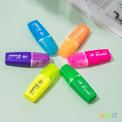 Набор текстовыделителей Deli EU376 скошенный пиш. наконечник 1-5мм флуоросцентный 6цв. ассорти пластиковая коробка (6шт.)