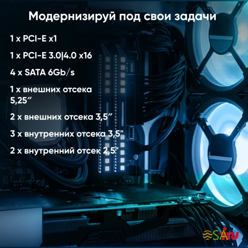 ПК IRU Home 310H6SE MT i5 13400 (2.5) 16Gb SSD512Gb UHDG 730 Free DOS GbitEth 400W черный (2032028)