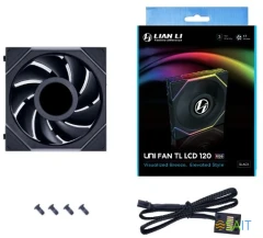 Вентилятор для корпуса Lian-Li Uni Fan TL 120 LCD ARGB 120х120x28 черный 7-pin 27дБ (G99.12TLLCD1B.0) Ret