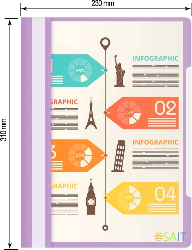 Папка-скоросшиватель Бюрократ Pastel -PSLPAST/VIO A4 прозрач.верх.лист пластик фиолетовый 0.14/0.18