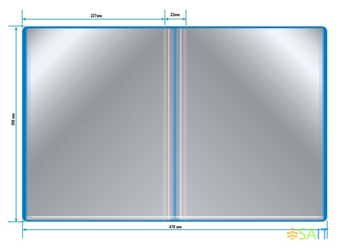 Папка с 40 прозр.вклад. Бюрократ -BPV40BLUE A4 пластик 0.65мм торц.карм с бум. встав синий
