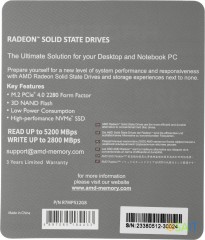 Накопитель SSD AMD PCIe 4.0 x4 512GB R7MP512G8 Radeon M.2 2280