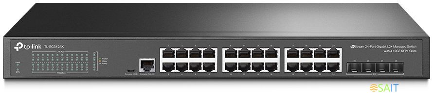 Коммутатор TP-Link SG3428X (L2+) 24x1Гбит/с 4SFP+ управляемый