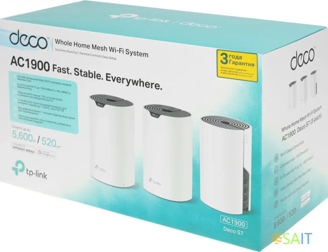 Бесшовный Mesh роутер TP-Link Deco S7(3-pack) AC1900 10/100/1000BASE-TX белый (упак.:3шт)