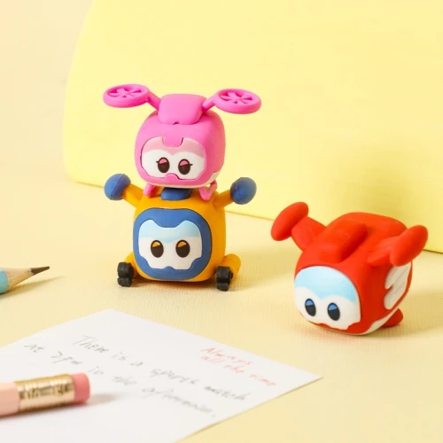 Ластик Deli EH325 Super Wings 40x30x30мм резина термопластичная ассорти блистер с европодвесом