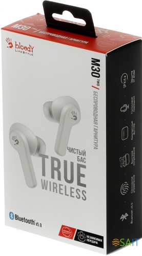 Гарнитура внутриканальные A4Tech Bloody M30 белый беспроводные bluetooth в ушной раковине (M30 (WHITE))