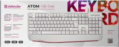 Клавиатура Defender Atom HB-546 белый USB Multimedia for gamer (подставка для запястий) (45547)