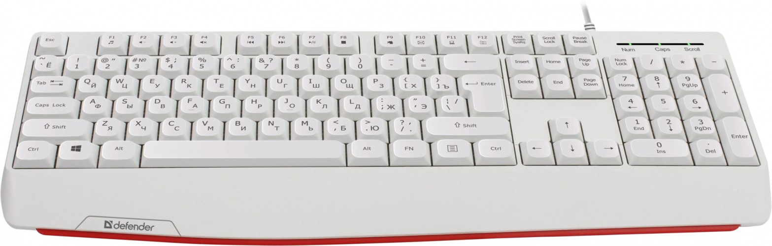 Клавиатура Defender Atom HB-546 белый USB Multimedia for gamer (подставка для запястий) (45547)