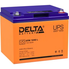 Батарея DELTA серия DTM L, DTM 1240 L, напряжение 12В, емкость 40Ач (разряд 10 часов),  макс. ток разряда (5 сек.) 400А, макс. ток заряда 12А, свинцово-кислотная типа AGM, клеммы под болт М6, ДxШxВ 198х166х170мм., вес 14кг., срок службы 10-12 лет. Delta U