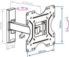 Кронштейн для телевизора Kromax OPTIMA-213 черный 20"-43" макс.30кг настенный поворот и наклон