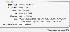 Материнская плата Gigabyte B760M A ELITE X AX Soc-1700 Intel B760 4xDDR5 mATX AC`97 8ch(7.1) 2.5Gg RAID+HDMI+DP