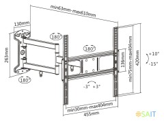 Кронштейн для телевизора Ultramounts UM906 черный 32"-55" макс.35кг настенный поворотно-выдвижной и наклонный