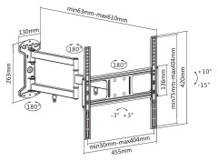 Кронштейн для телевизора Ultramounts UM906 черный 32"-55" макс.35кг настенный поворотно-выдвижной и наклонный