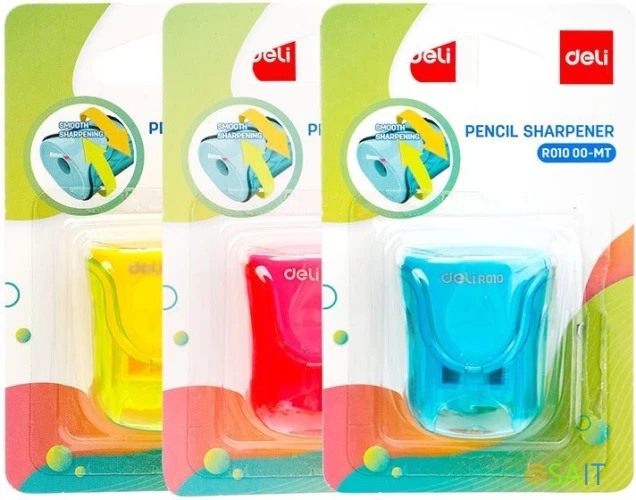 Точилка для карандашей ручная Deli ER01000-MT 1 отверстие пластик ассорти блистер