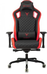 Кресло игровое Knight Titan черный/красный ромбик эко.кожа с подголов. крестов. металл