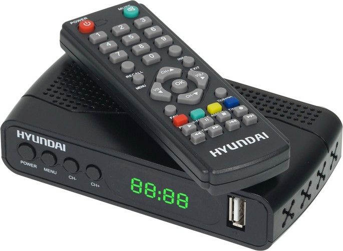 Ресивер DVB-T2 Hyundai H-DVB500 черный