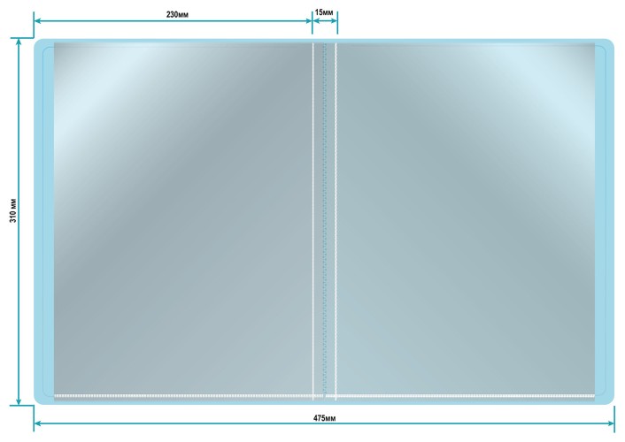 Папка с 10 прозр.вклад. Бюрократ Pastel PAST10BLUE A4 пластик 0.5мм торц.карм с бум. встав голубой