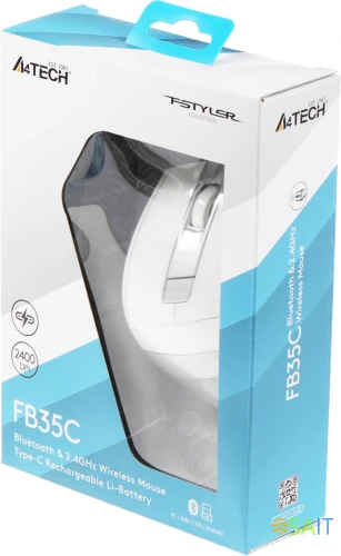 Мышь A4Tech Fstyler FB35C белый оптическая 2000dpi беспров. BT/Radio USB 6but (FB35C ICY WHITE)