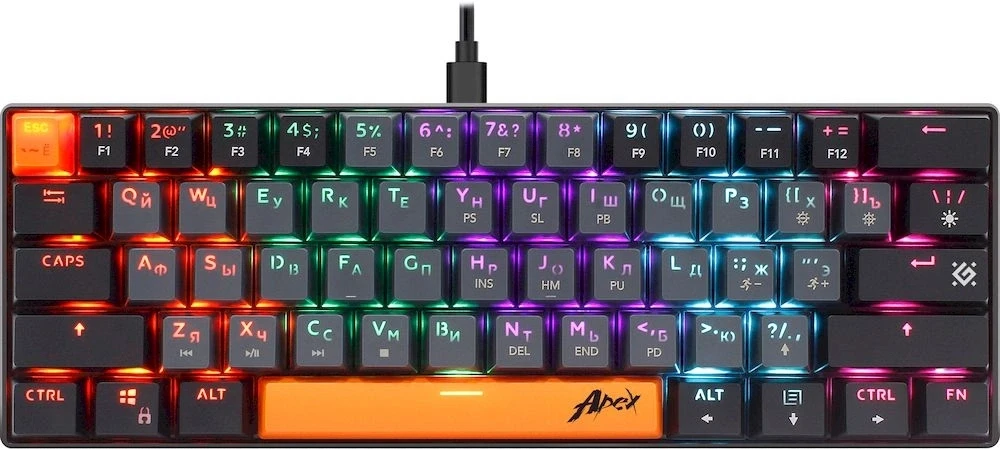 Клавиатура Defender GK-002 механическая черный USB for gamer LED (45002) кабель 1.5м