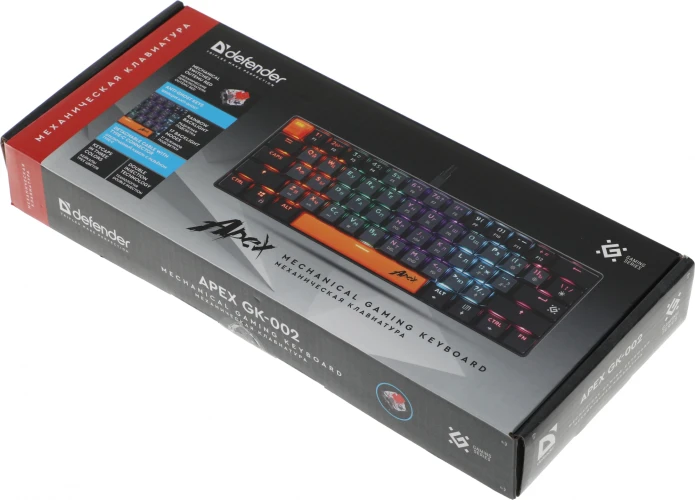 Клавиатура Defender GK-002 механическая черный USB for gamer LED (45002) кабель 1.5м